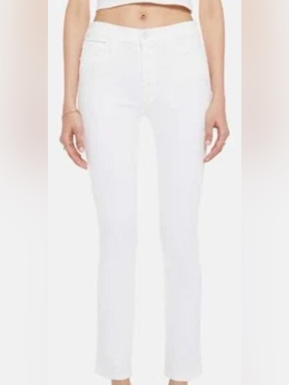 Mother Jeans The Mid Rise Dazzler Ankle White Denim Slim Straight 32